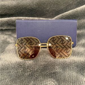 Fendi monogram gold and brown sunglasses